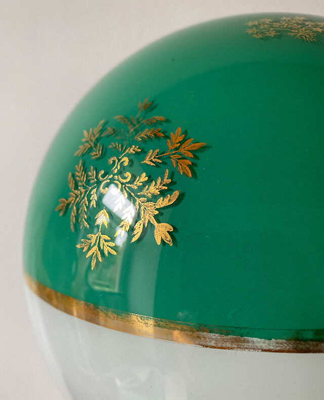 Opaline chandelier green and white