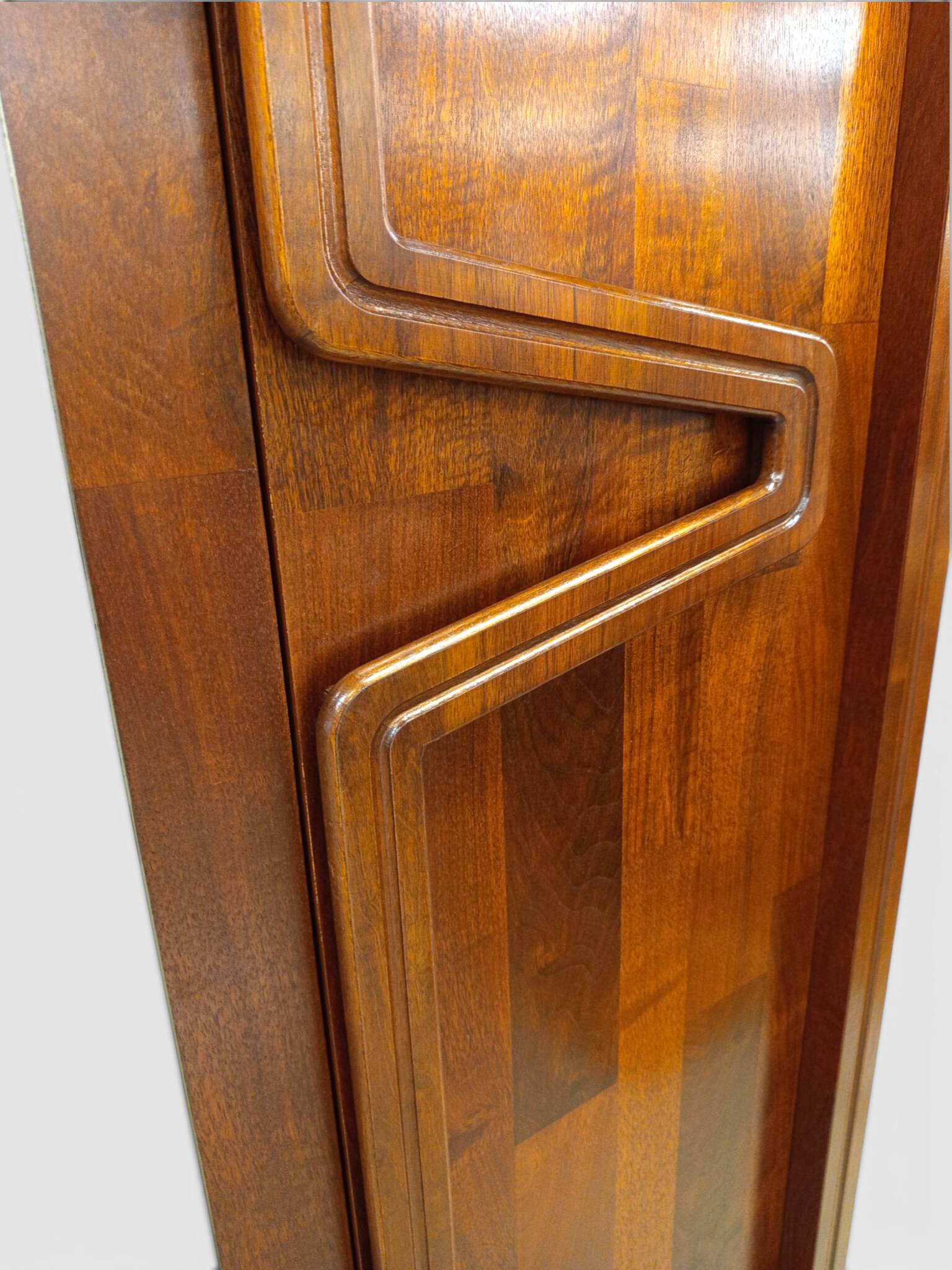 Modernist mahogany wardrobe with smoked mirrors (late 1970s)