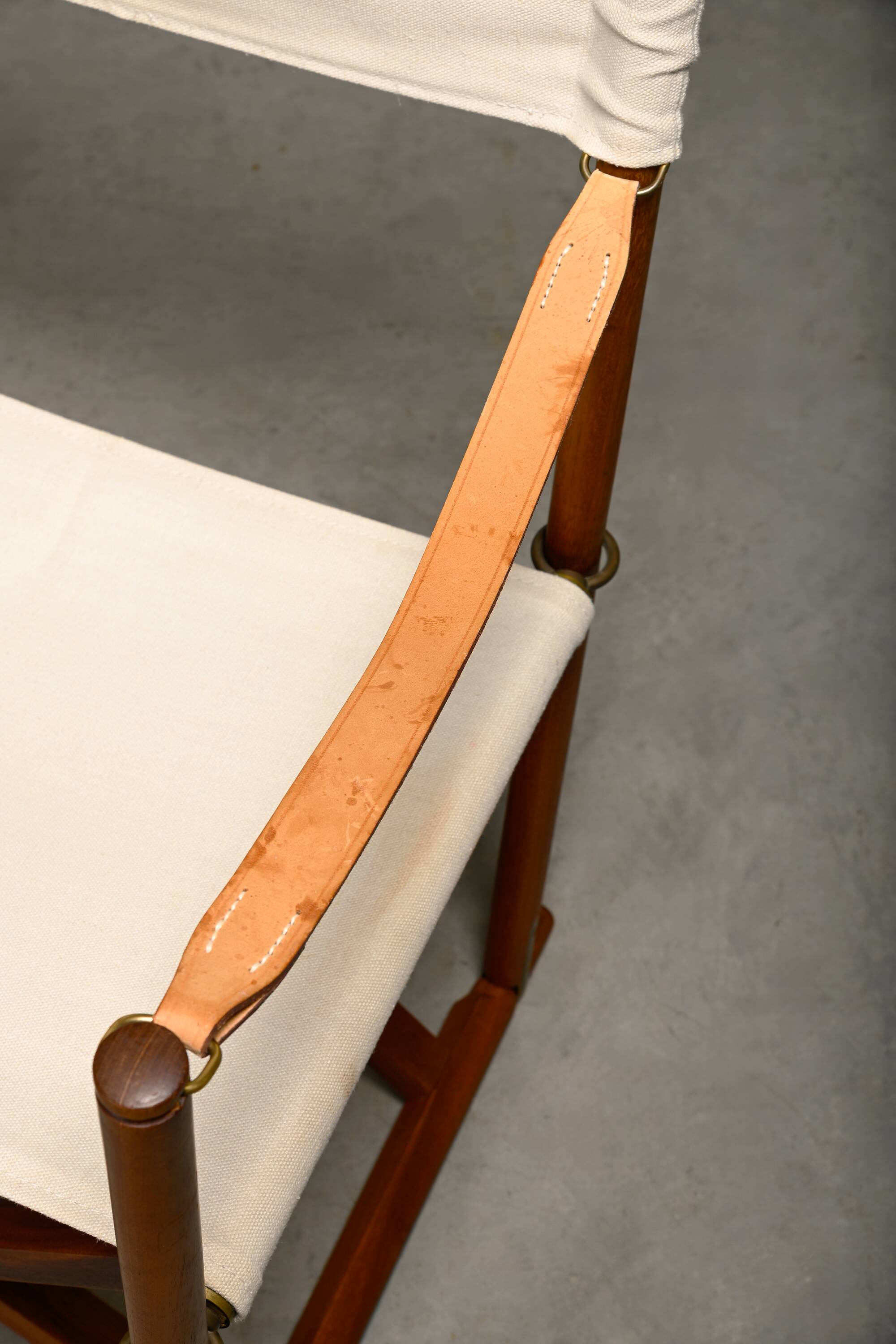 Mogens Koch MK-16 Folding Chair in Teak Wood with Canvas for Rud Rasmussen