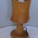 Lampe à poser en bois taille dans la masse y compris l'abat jour design 70/80