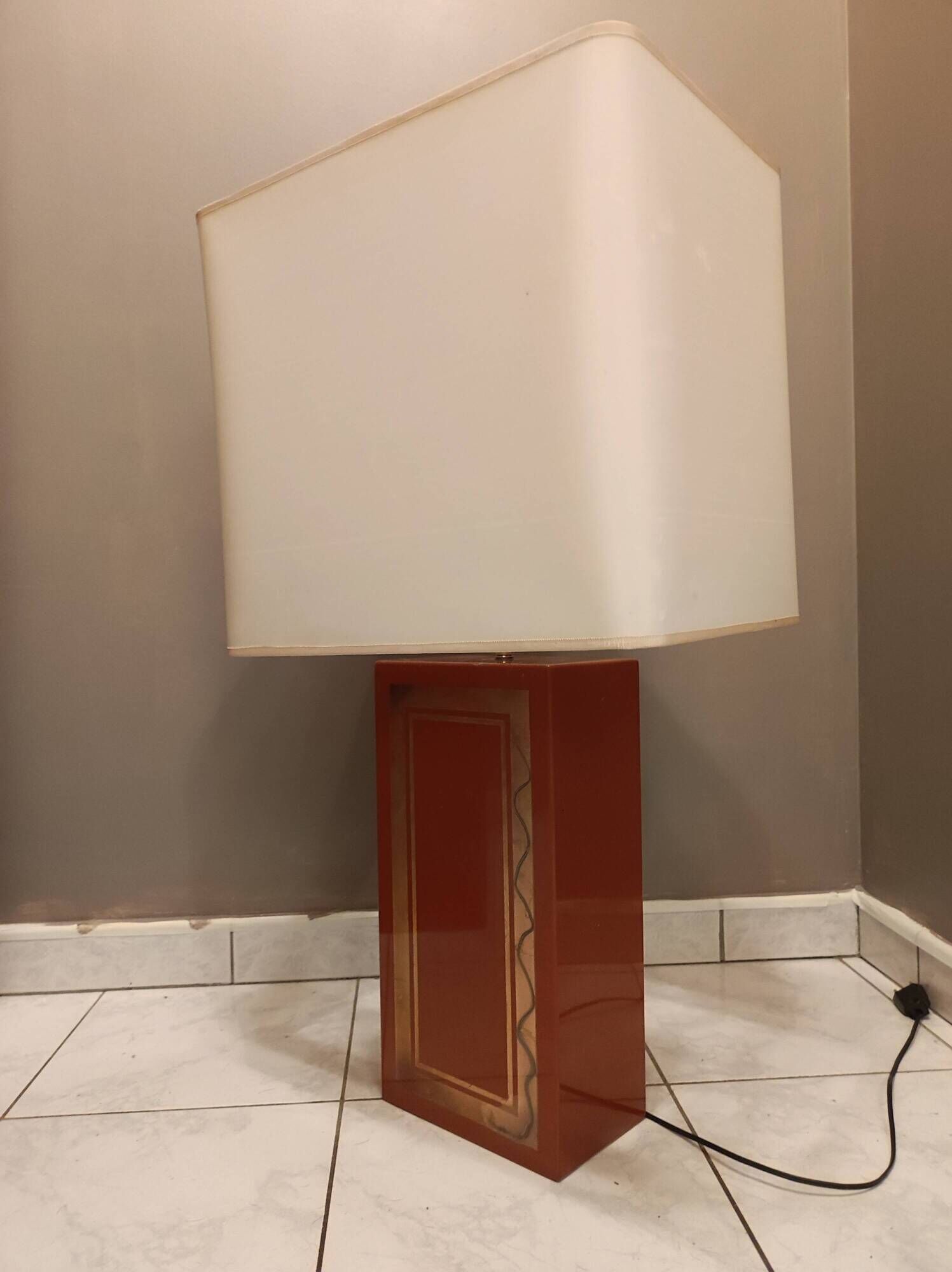 Large lamp 2 foot lights lacquered resin house style Le Dauphin