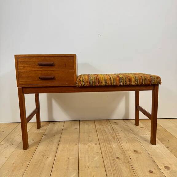 Teak telephone bench, Denmark 1960