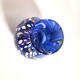 Vintage biot vase in double blown blue glass, coloured dot, design 2000 signed "arnold biot"