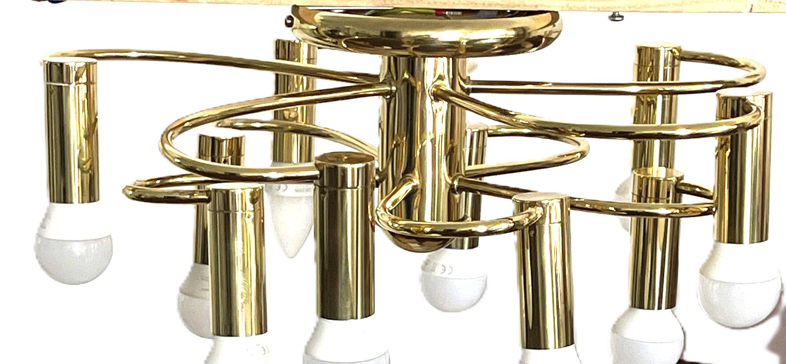 Brass suspension Mid-century 10 arms by Honsel Leuchten