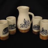 Orangeade or cider set, stoneware, Poterie de la Colombe