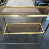 Console smoked glass and brass 70s