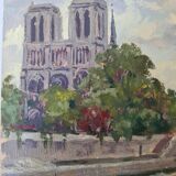 Pair of oils by B. Sarraillon Notre Dame de Paris