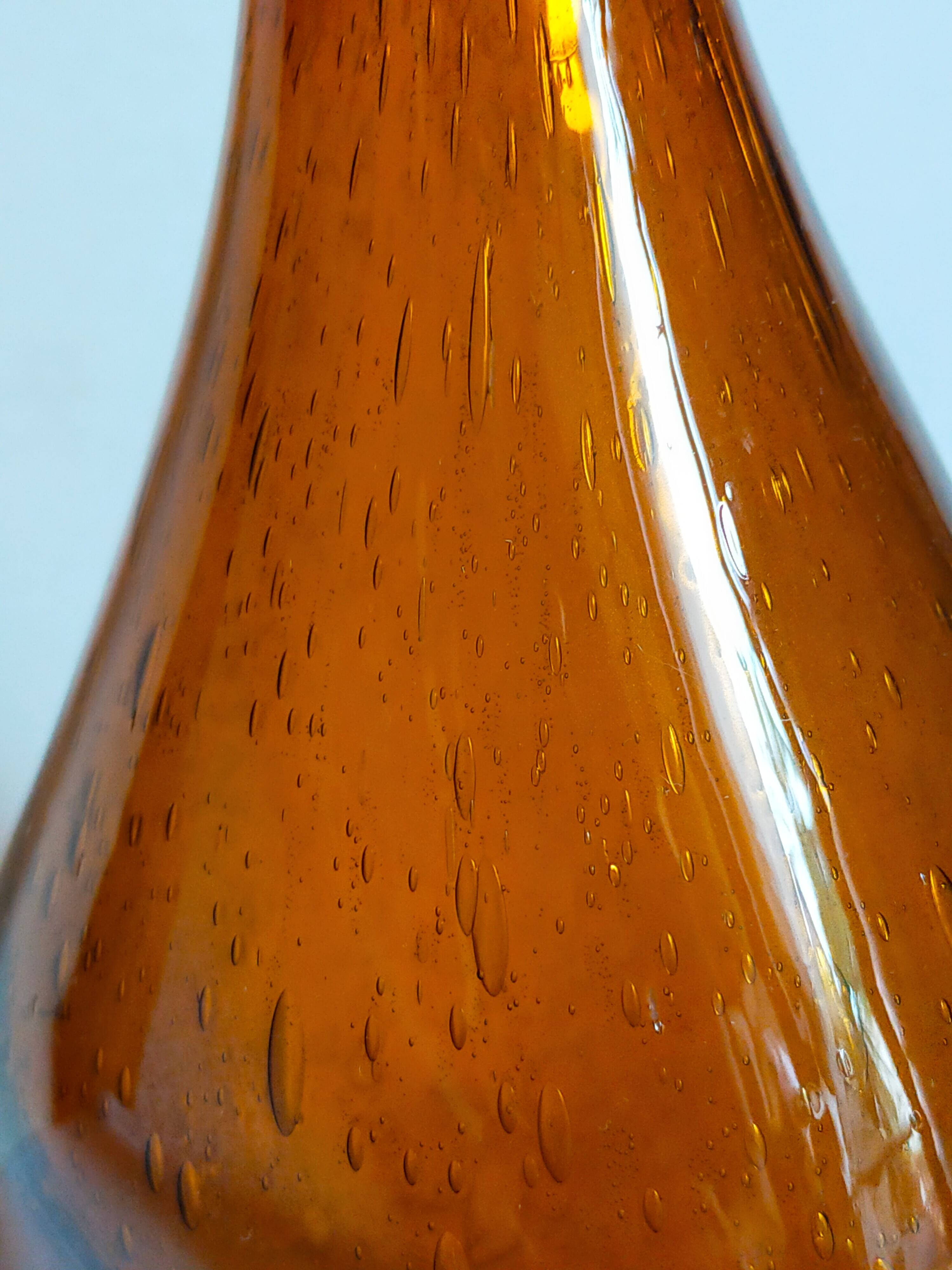 Three-sided blown glass carafe from Biot 1960s