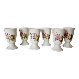 Lot de 6 Tasses Ramequin ou Céramique à décor de fleurs pastel, décor de bouquet de fleurs