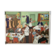 Vintage school poster of the restaurant and traffic