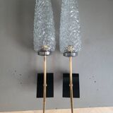 Pair of vintage molded glass wall sconces