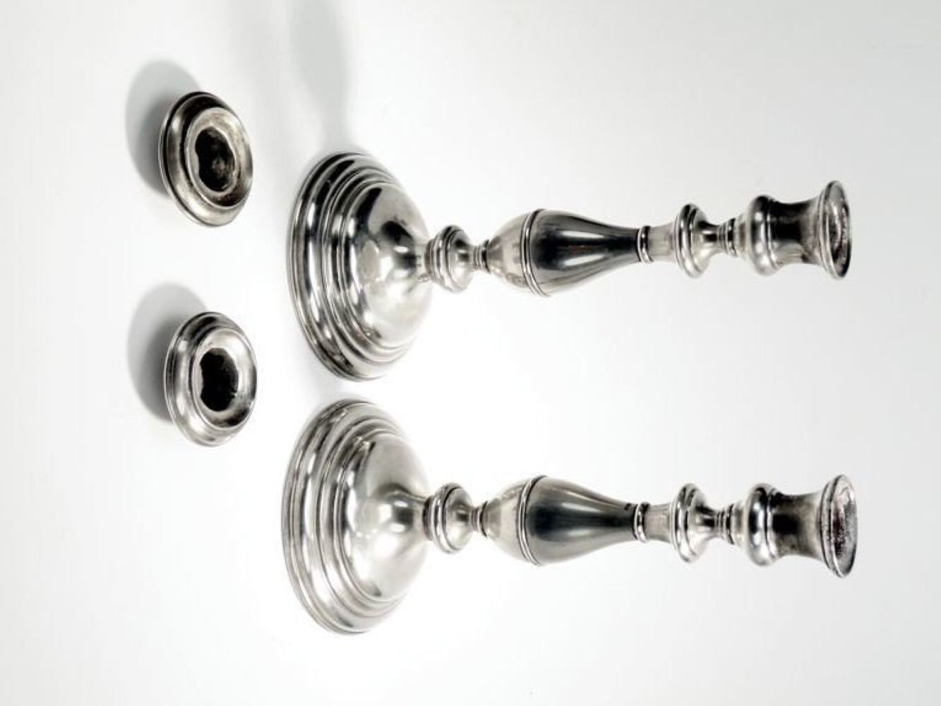 Bougeoirs en laiton plaqué de Henniger, 19e siècle, ensemble de 2