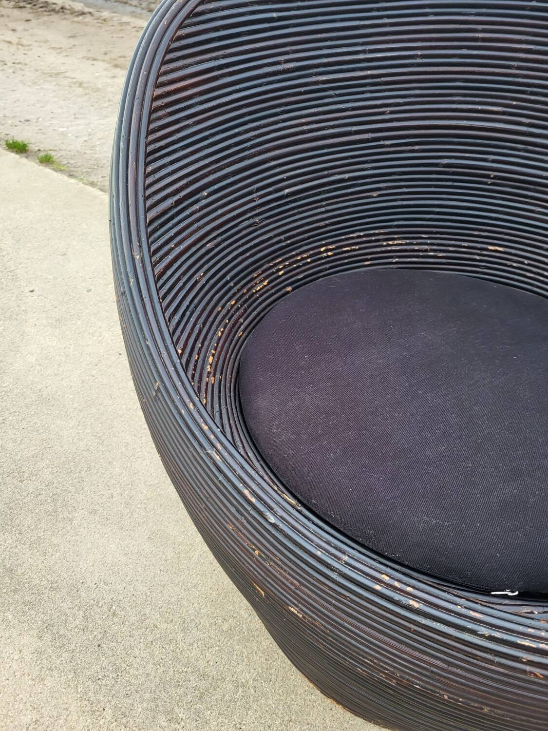 Vintage MCM pencil reed egg pod chair - rattan bamboo