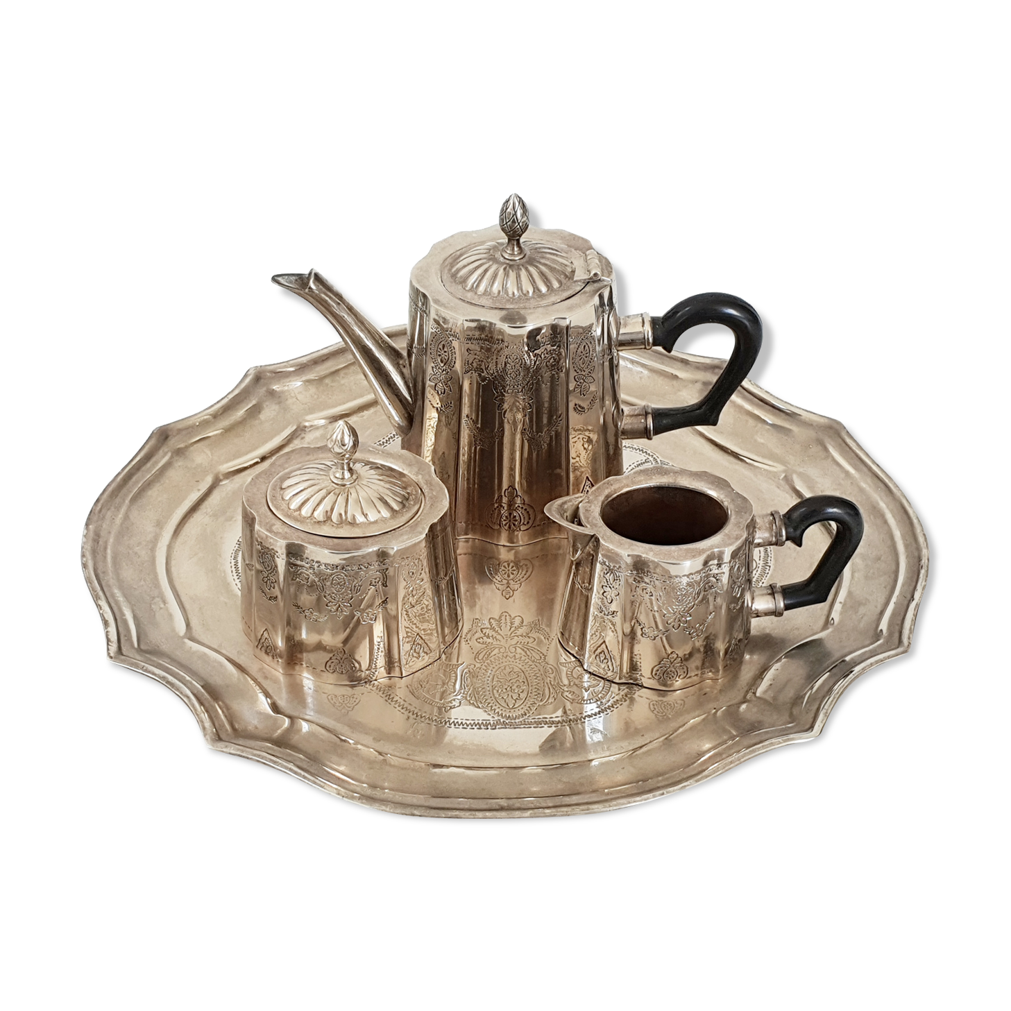 Art Deco silver metal coffee service