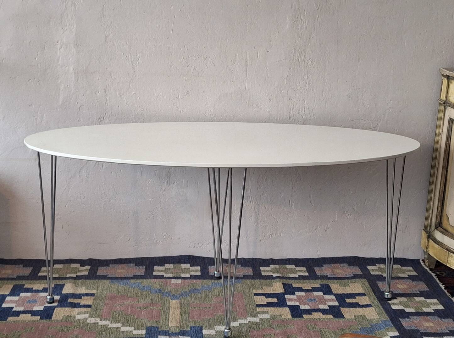 Vintage ellipse shaped dining table, Denmark 1970s