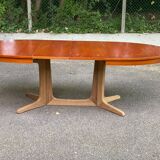 Table scandinave ovale extensible Baumann teck 240cm 1980