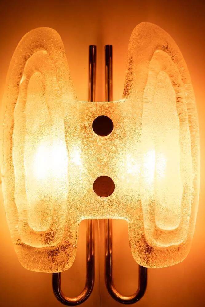 Space Age wall light in glass by Hillebrand, brass and glass.