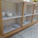Raw wood craft furniture, pearl gray interior.