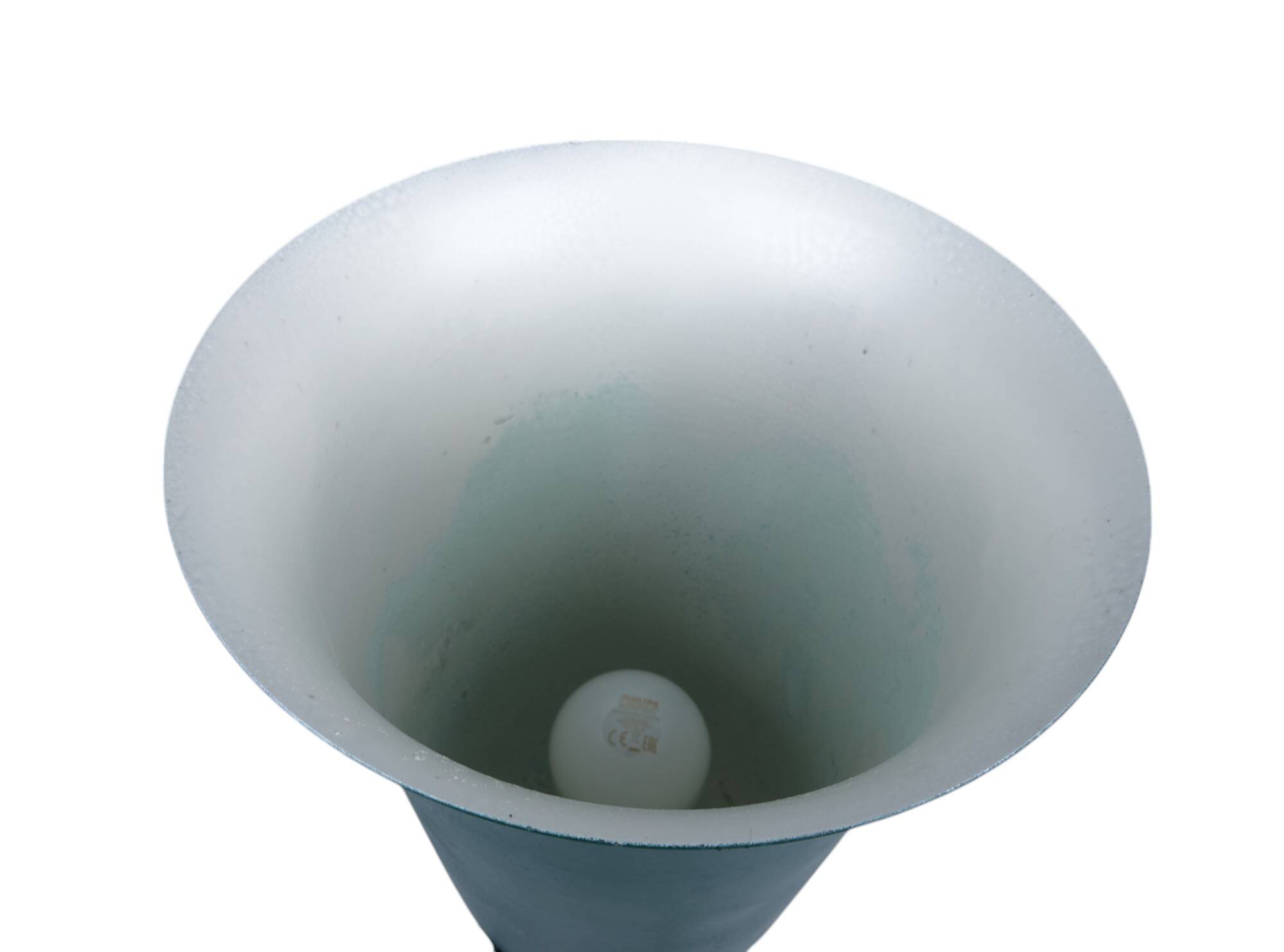 Art Deco period green lacquered metal cornet lamp