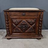 Landing Linen Chest in Solid Beech and Walnut, Louis XIII Style – Late 19th Century