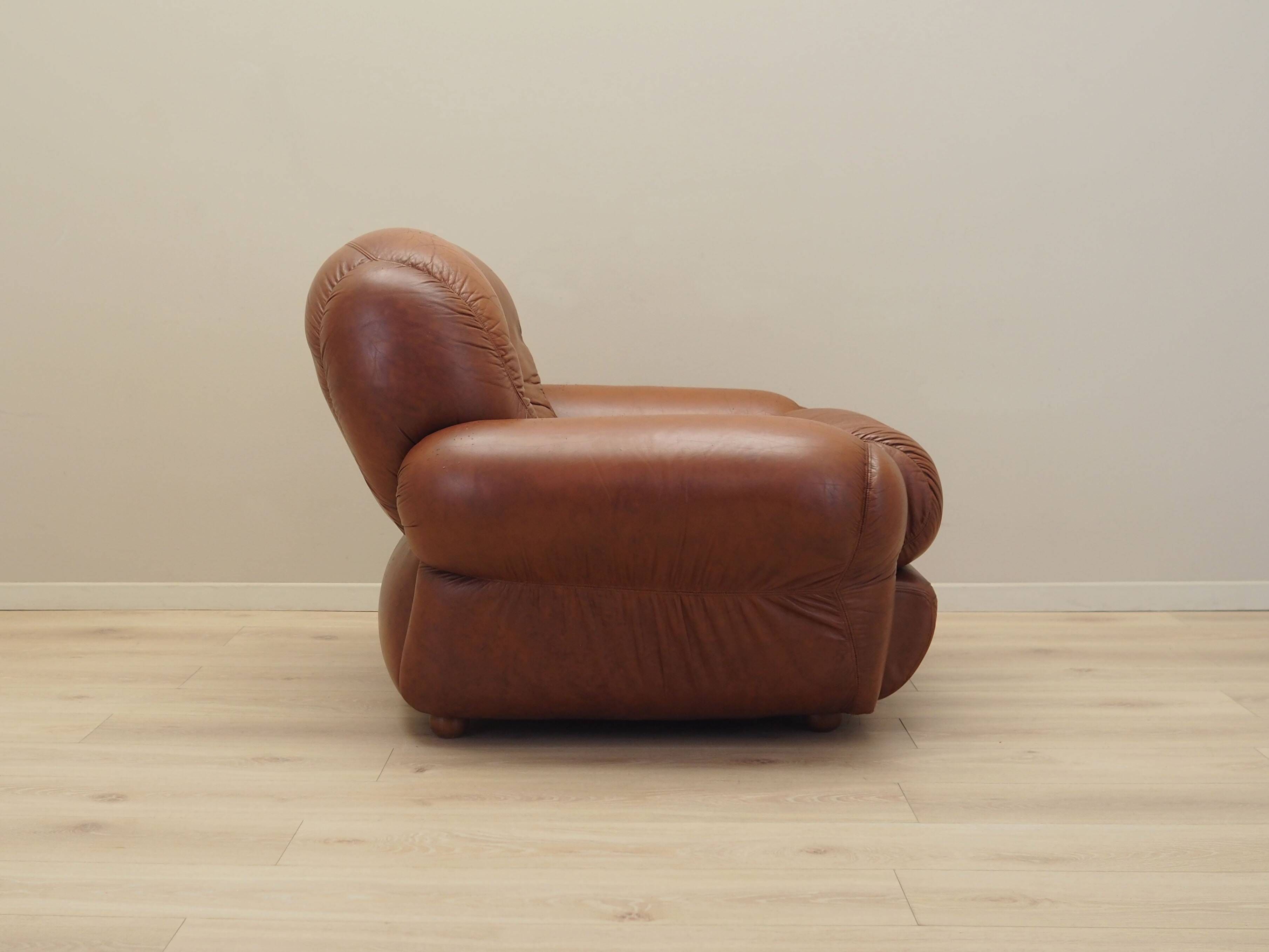 Brown armchair, Italian design, 1970s, production: Italy