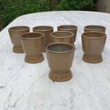 8 verres mazagrans en grès vintage 1970