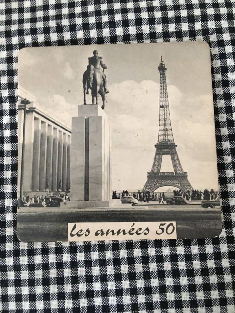 Set of 4 “The 50s” coasters. Reproduction on cork