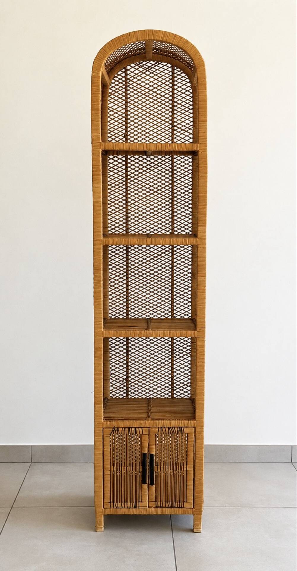 Natural rattan and cane bookshelf – 1970s