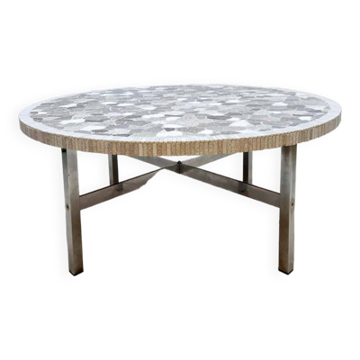 Table basse ronde vintage en mosaïque