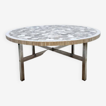 Vintage round mosaic coffee table