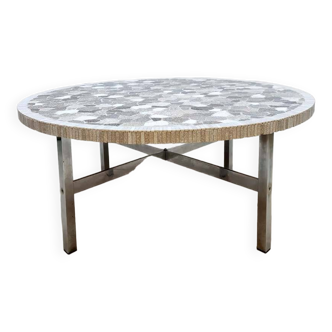 Vintage round mosaic coffee table