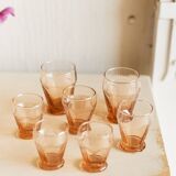 Set of 7 vintage pink glasses