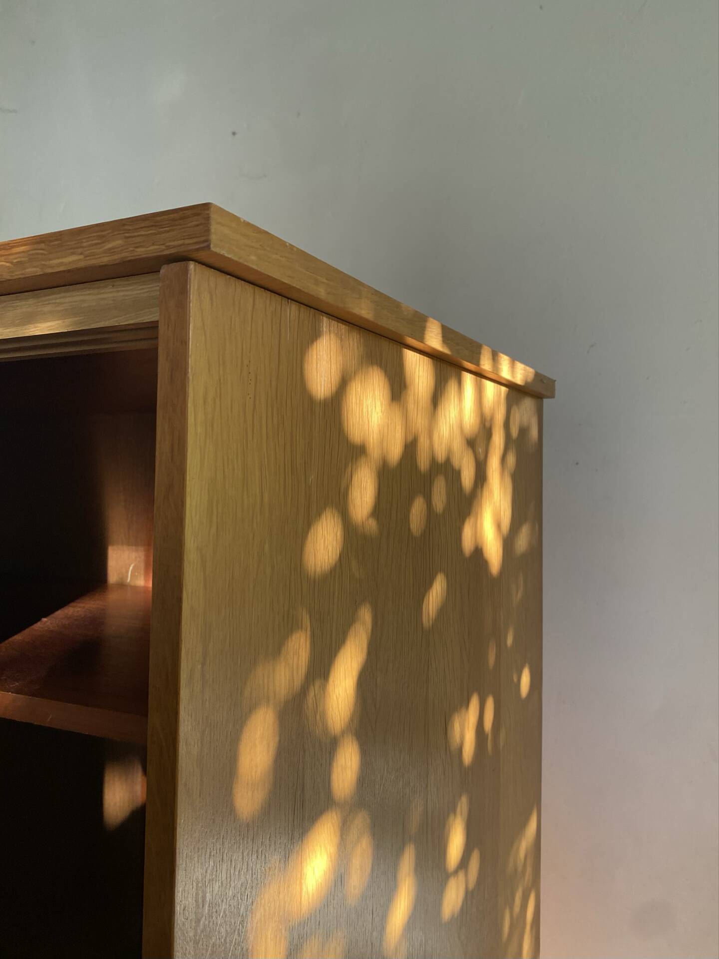 Large vintage Scandinavian wardrobe with two sliding doors.