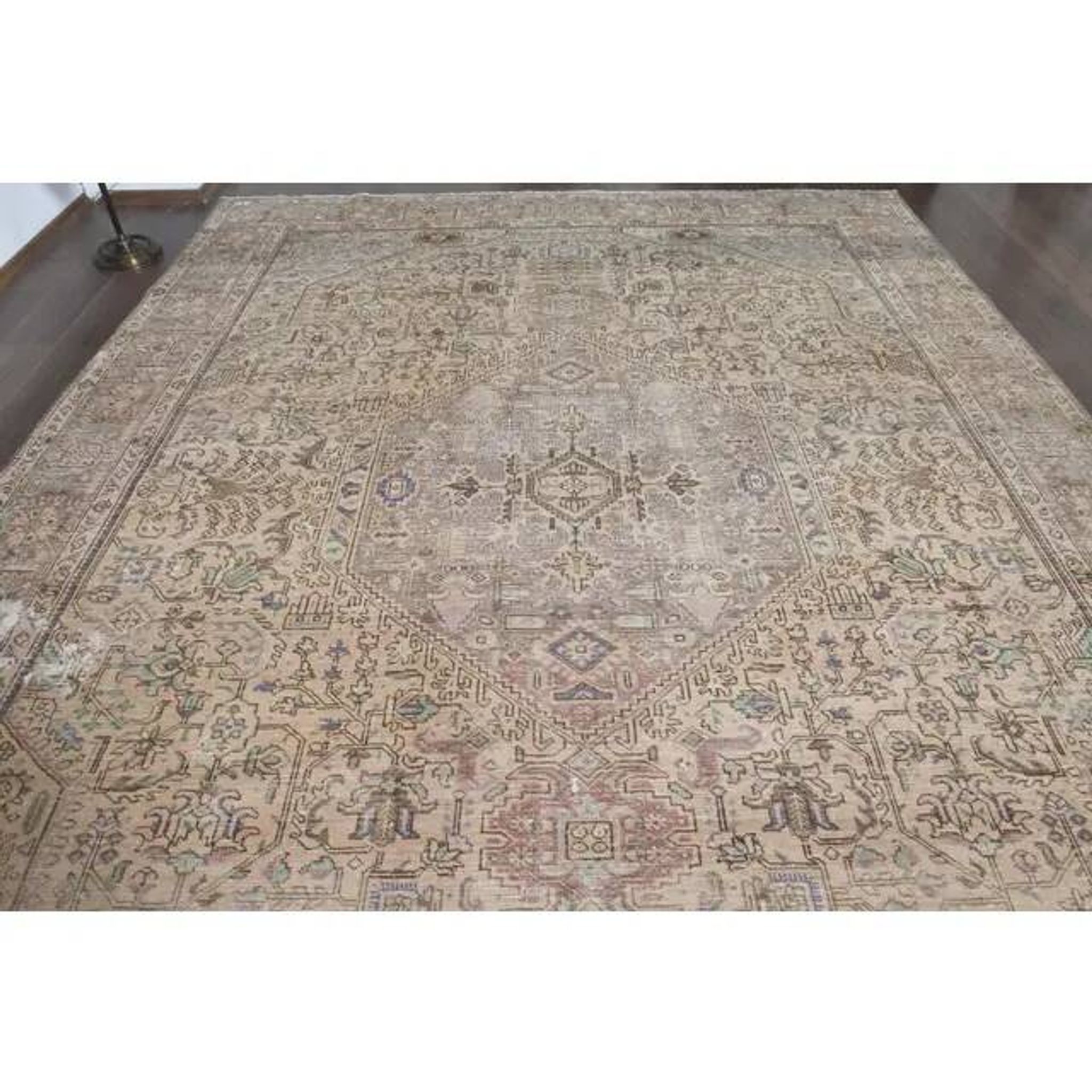 1970s Vintage Persian Handmade Wool Cotton Orange Area Rug 300x386