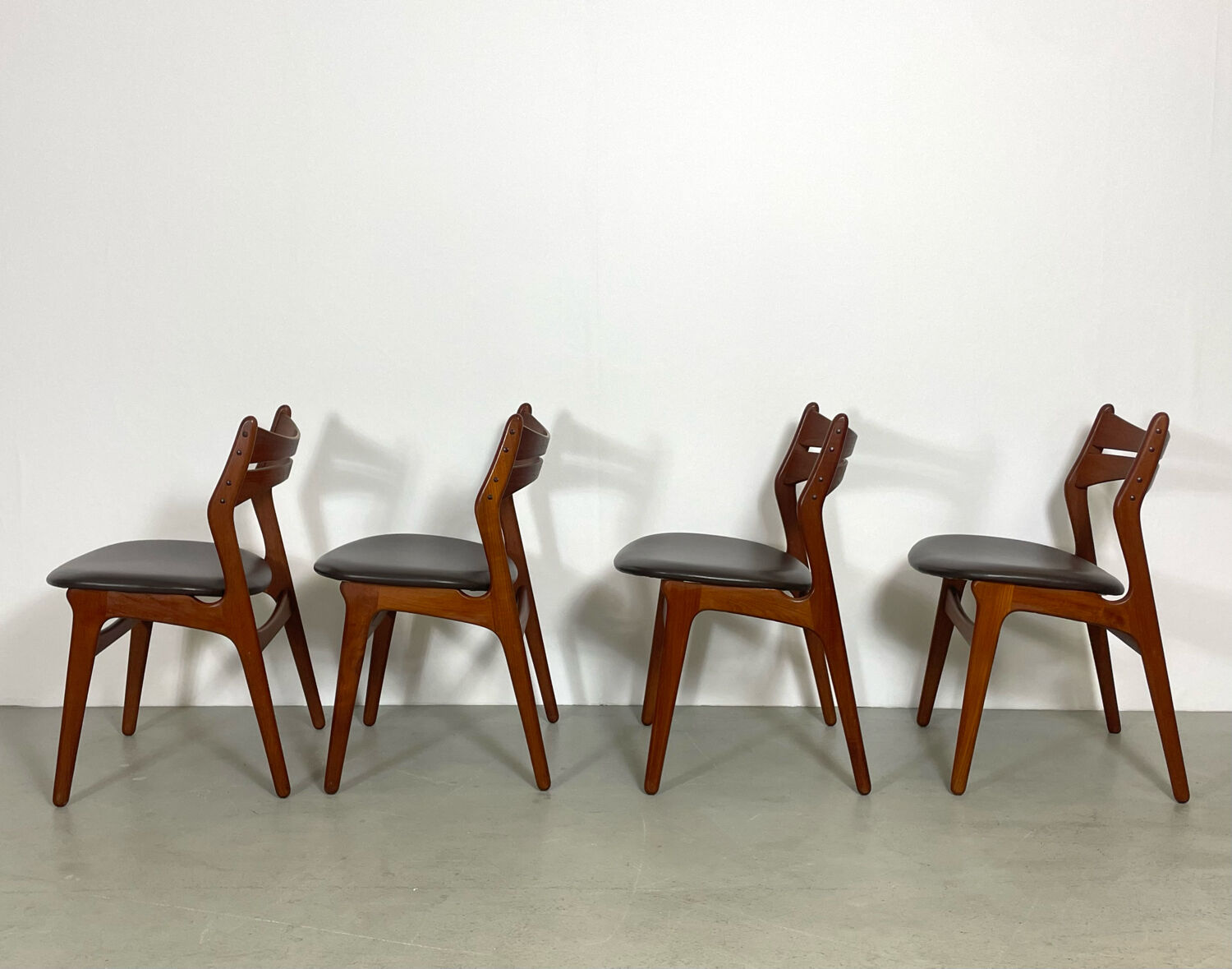 Teak dining chairs by Erik Buch Denmark 1960s