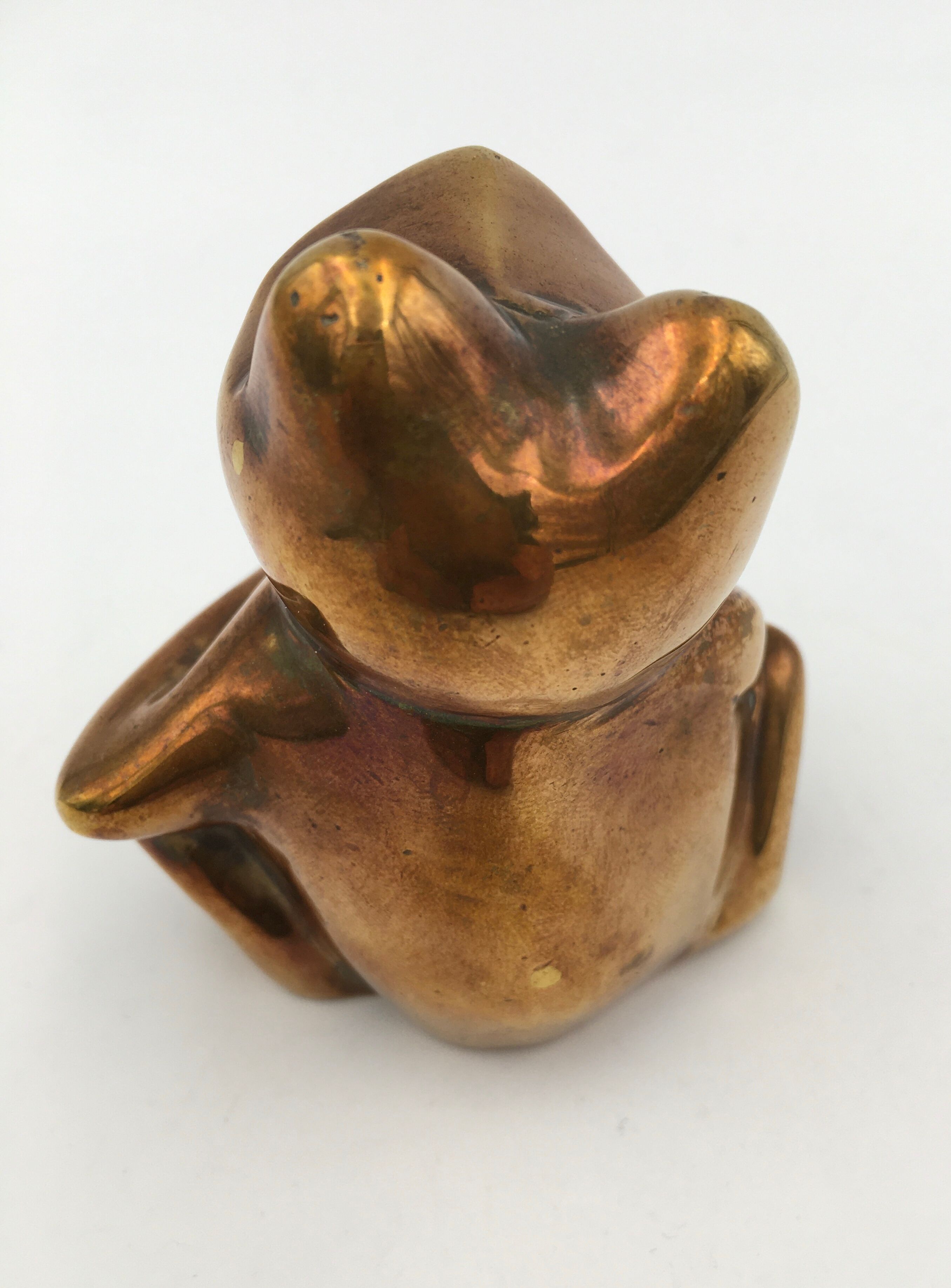 Vintage brass frog figure - 1970s
