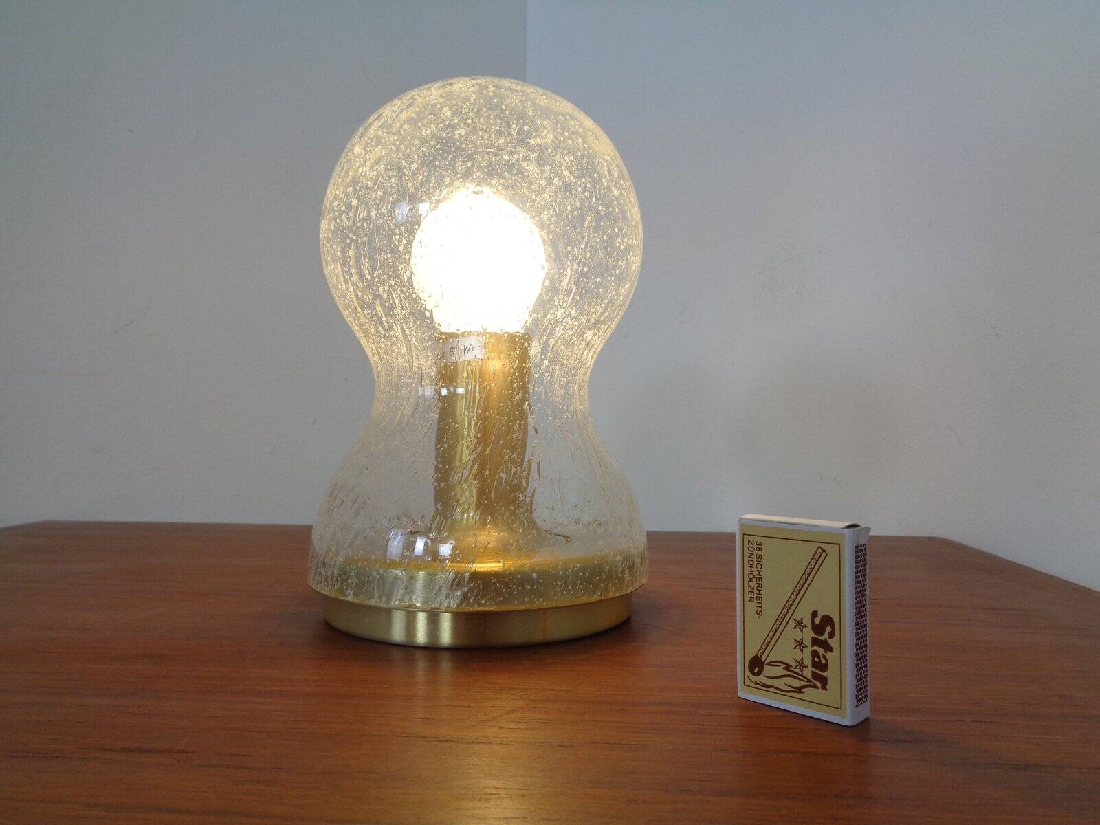 Iceglass & Brass Table Lamp from Doria Leuchten, 1960s