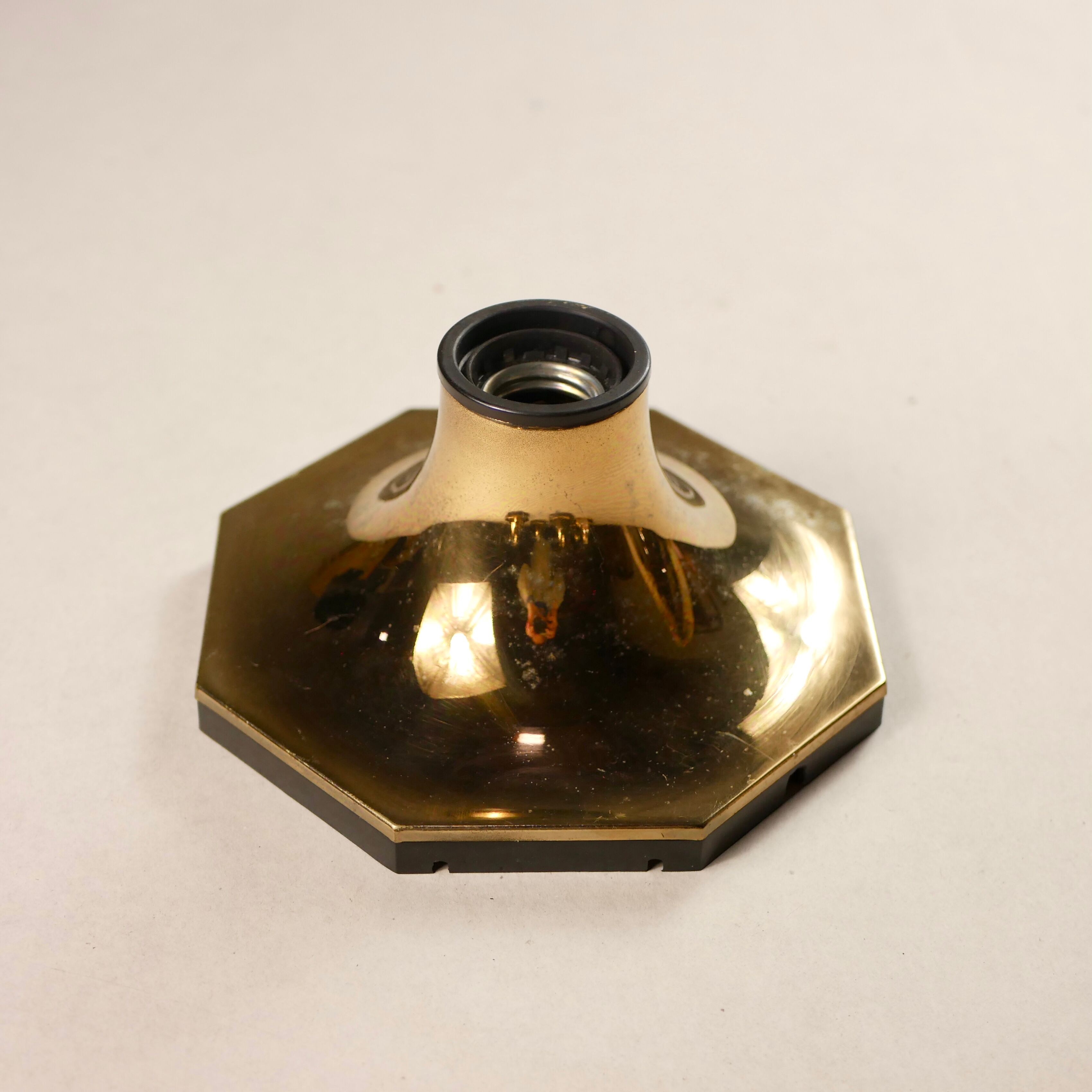 Suite of 11 octagonal brass sconces by Motoko Ishii