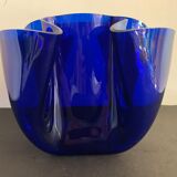 Luigi Massoni handkerchief vase for Guzzini in blue plexiglass