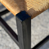 Set of 6 oak and straw chairs 1960