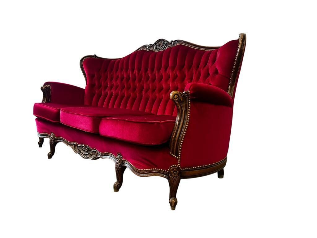Vintage fuchsia baroque canapé / three-seater / sofa