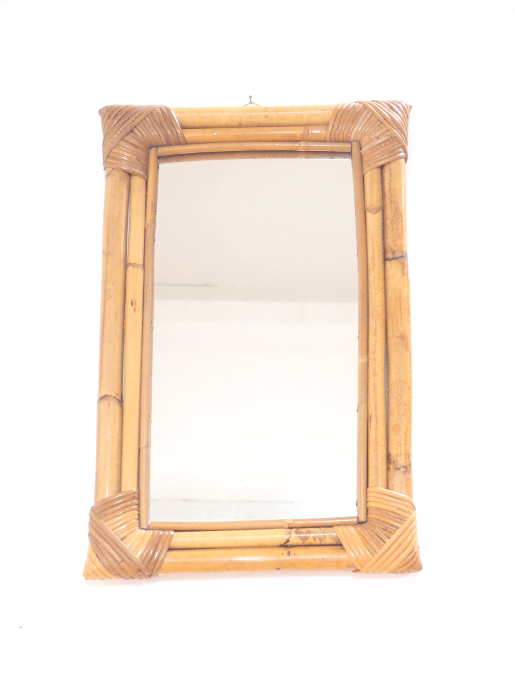Rectangular rattan mirror