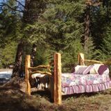 Handcrafted log pine bed originally made/ pine bed