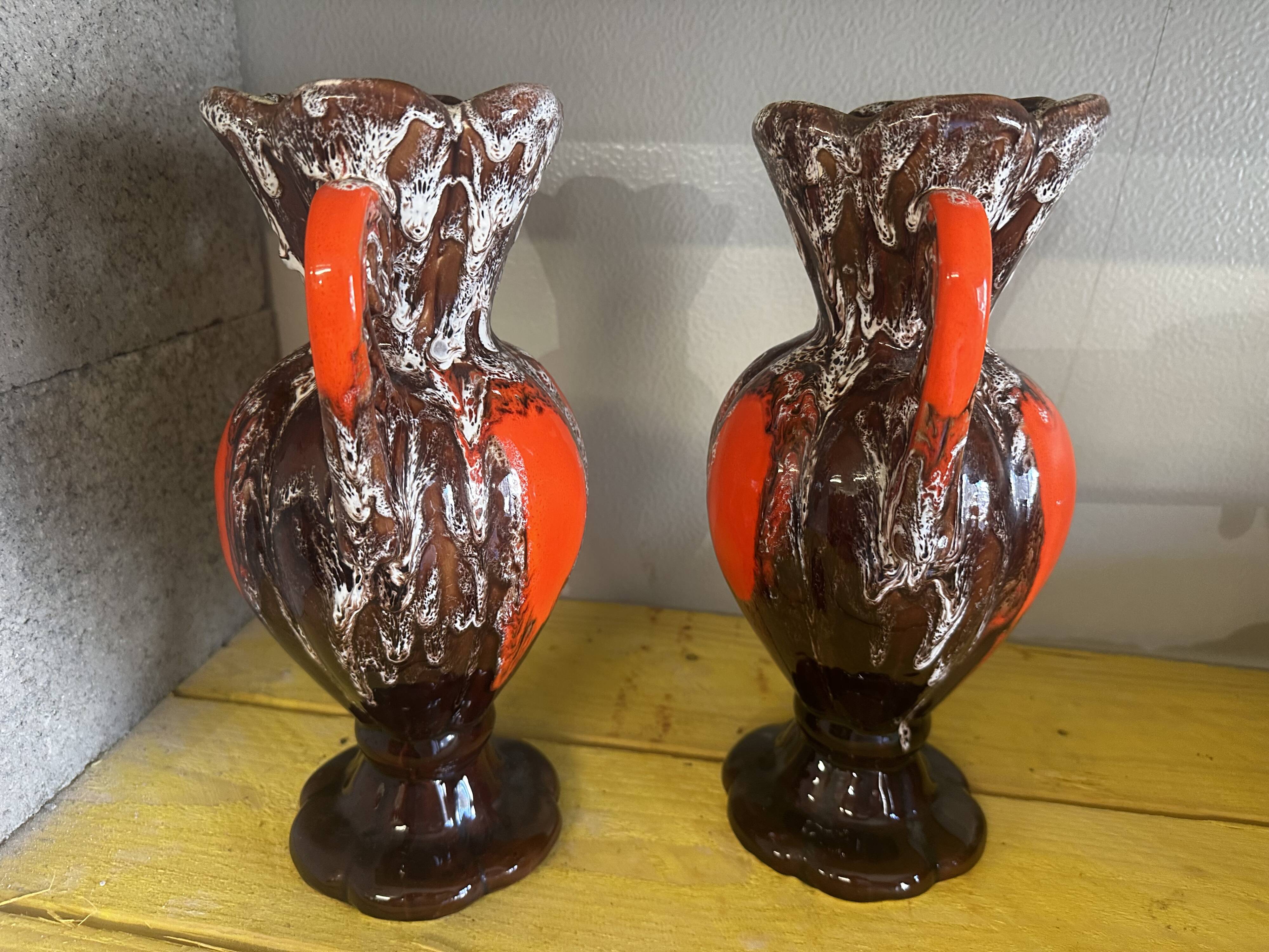 Pair of large Vallauris amphora-style vases, 31 cm high