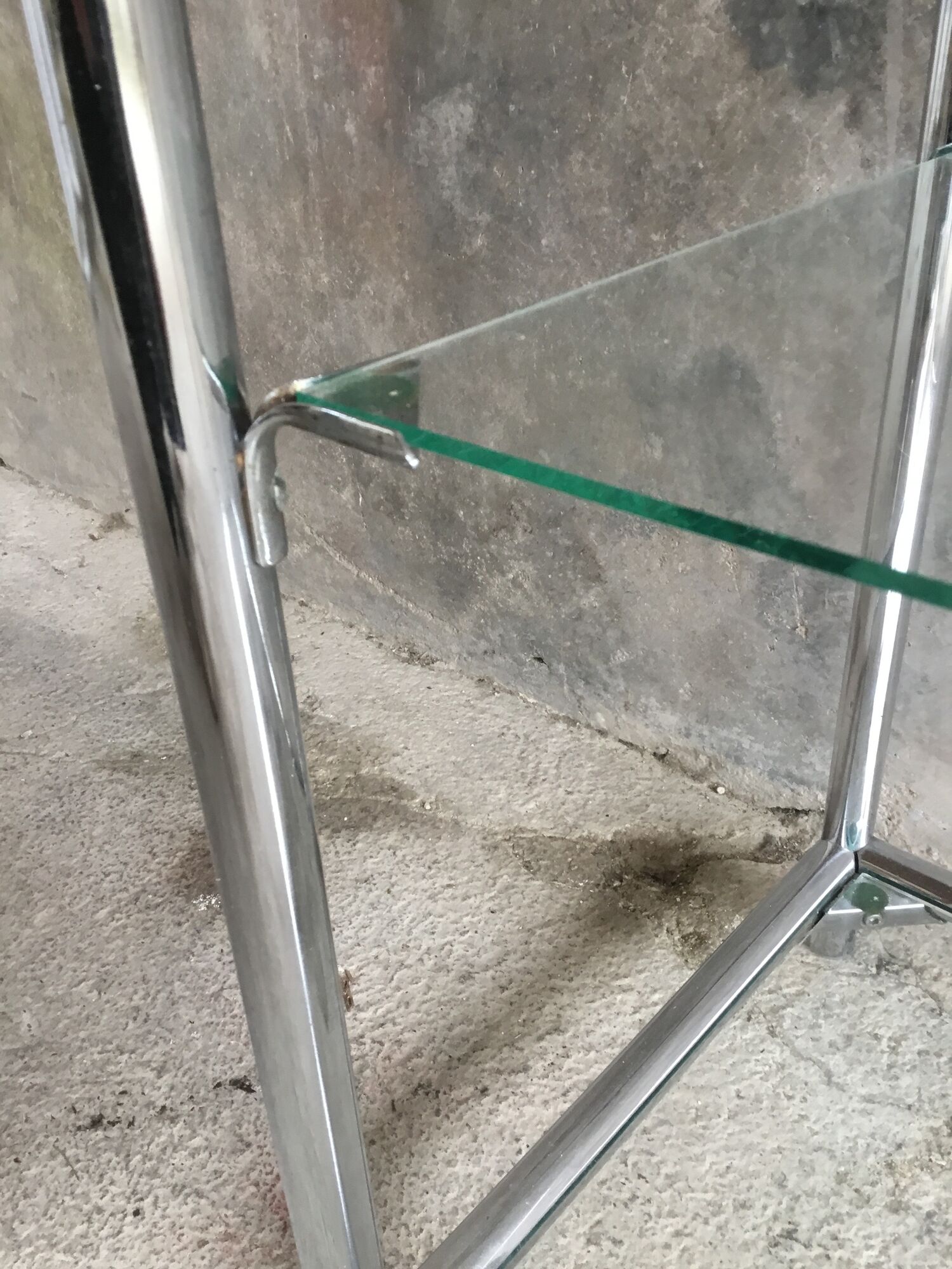 Shelf on chromed metal legs and glass tops 1970