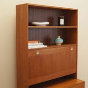 Danish Teak Shelving Unit with Bar Cabinet, 1970s