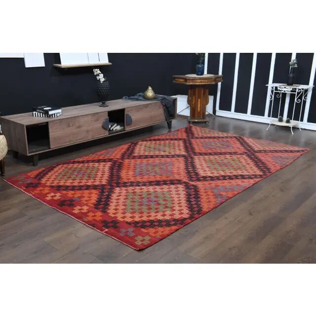 1970s Turkish Hand-Knotted Wool Cotton Red Area Rug 189x307