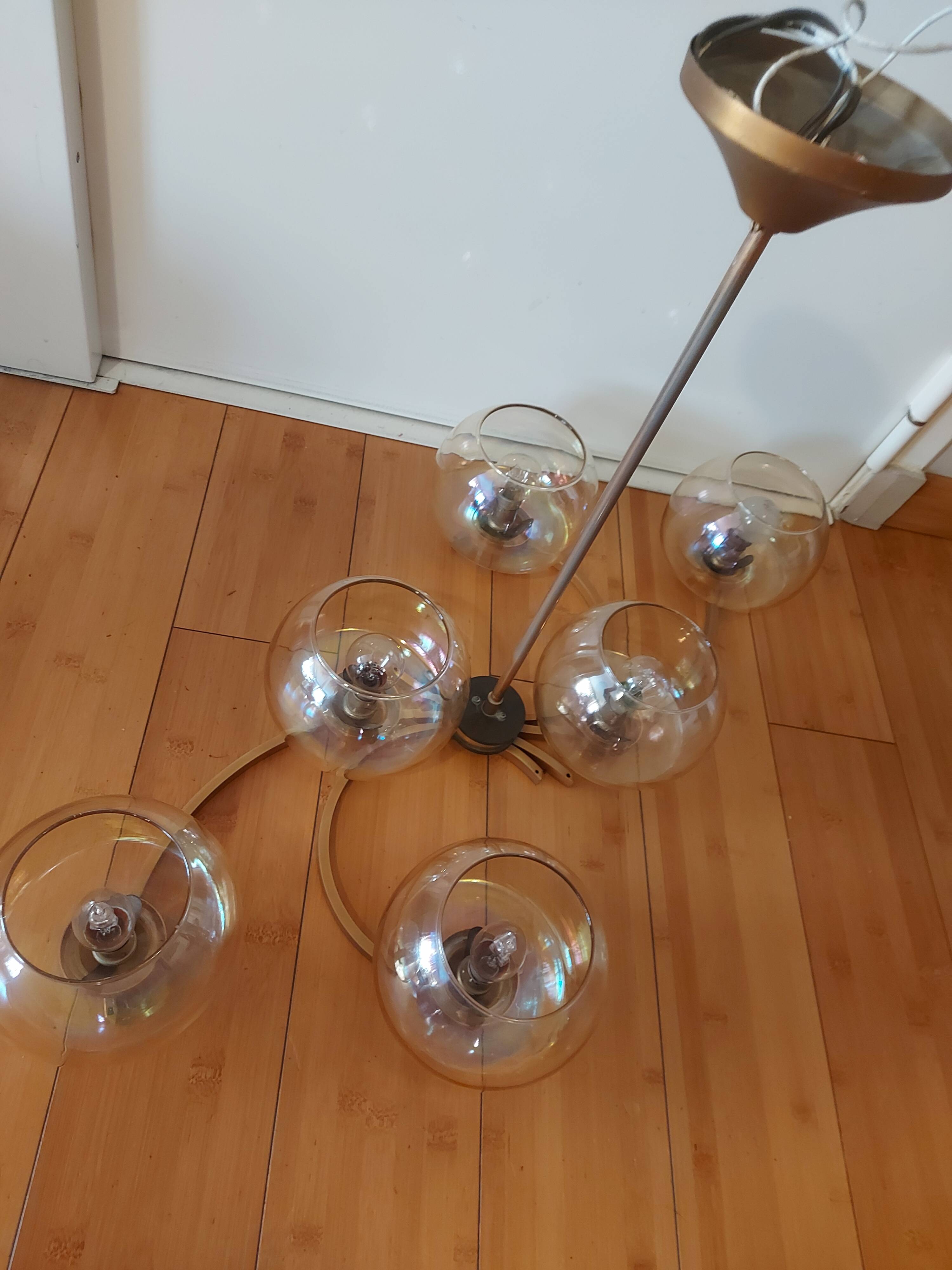 Lustre en laiton doré années 50'S