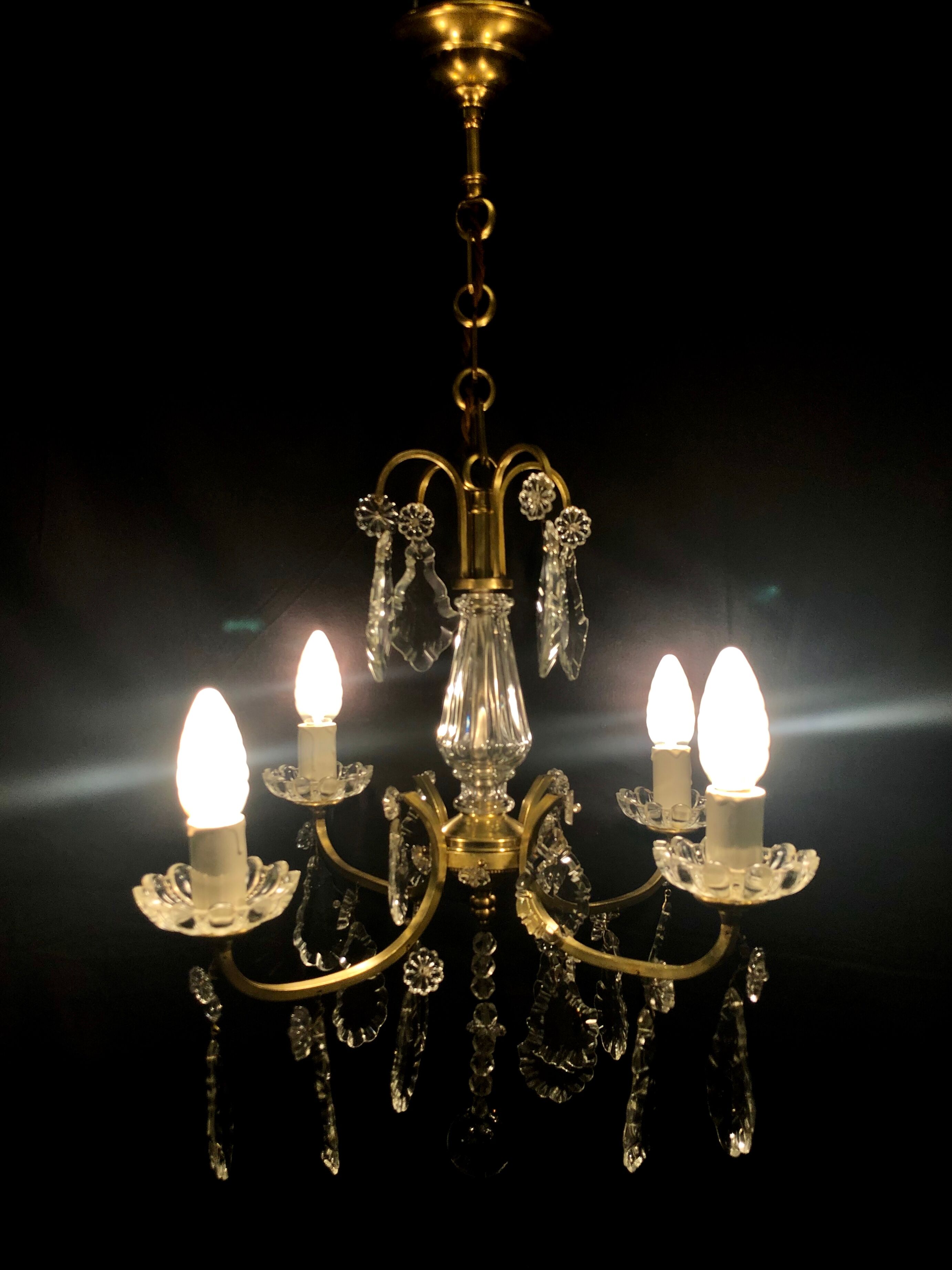 Lustre 4 lights bronze and crystal