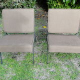 Pair of armchair heaters in brown fabric